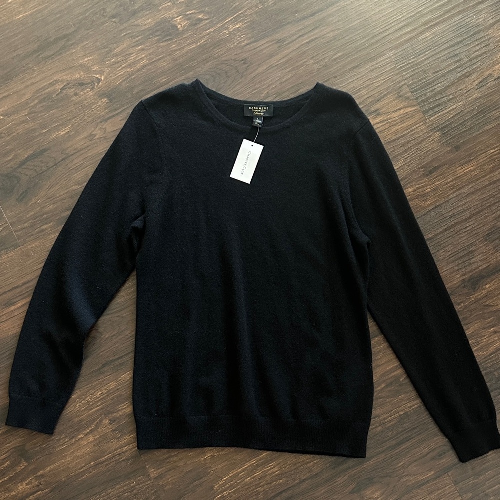Charter Club Cashmere Black Crew Neck Sweater
